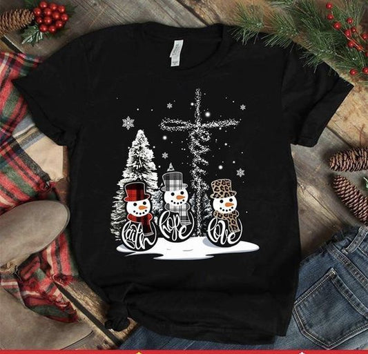 Camiseta Navideña Tres 3 Hombre de Nieve