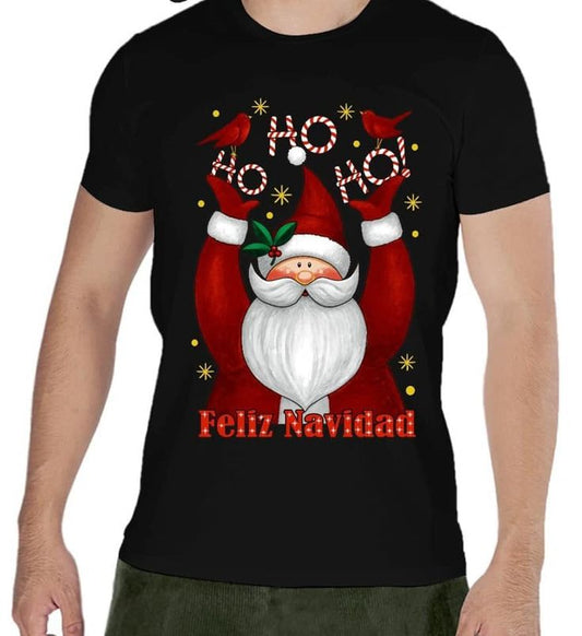 Camiseta Navideña Santa Feliz Navidad Ho Ho Ho